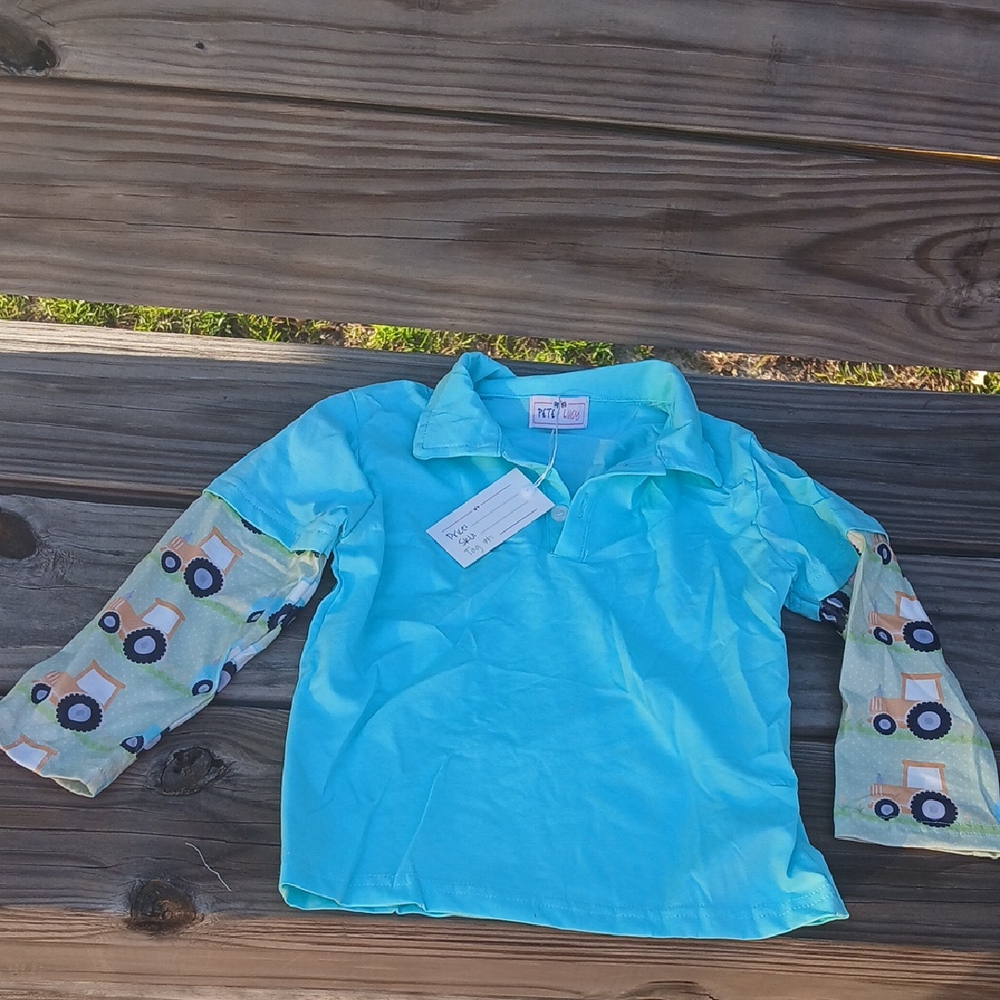 Vibrant Blue Polo Shirt with Unique Design